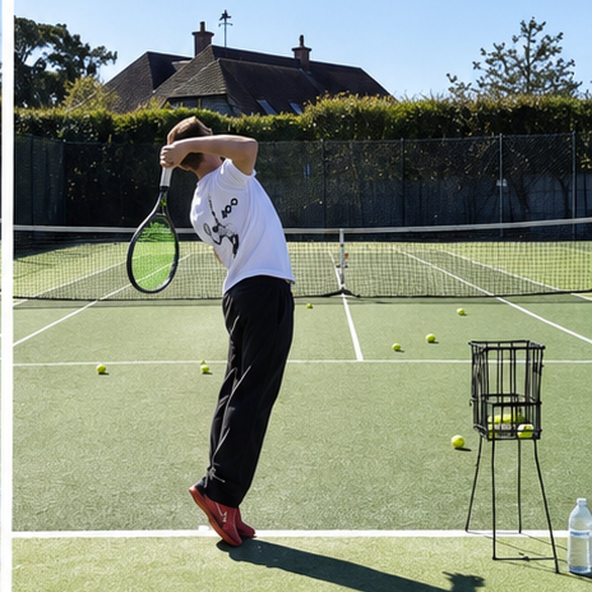 Racket behind the head, ball tossed